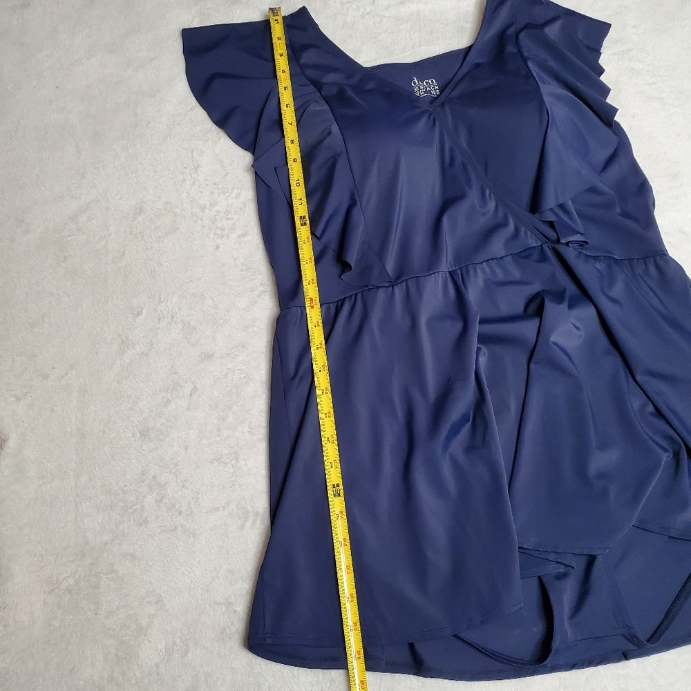 Denim & Co Beach VNeck Wrap Front Ruffle Swimsuit 24W - Picture 9 of 16